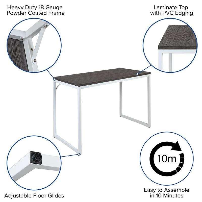 Tiverton Office Computer Desk and Home Office Desk - 47" Long (Gray/White)