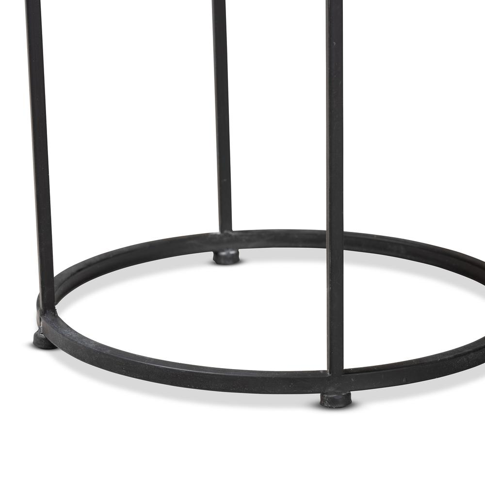 Multi-Colored Glass and Black Metal Outdoor Side Table