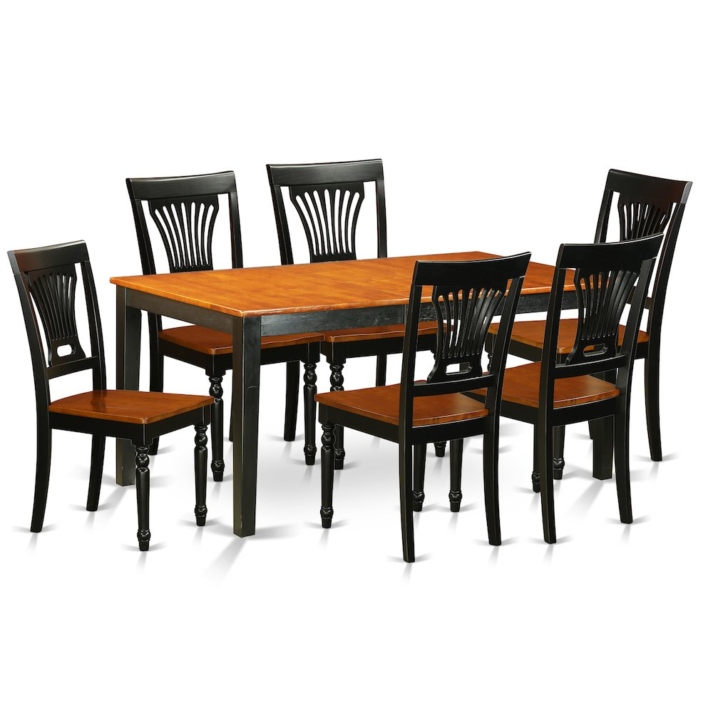 7  PC  Table  set-Dining  Table  and  6  Wood  Dining  Chairs