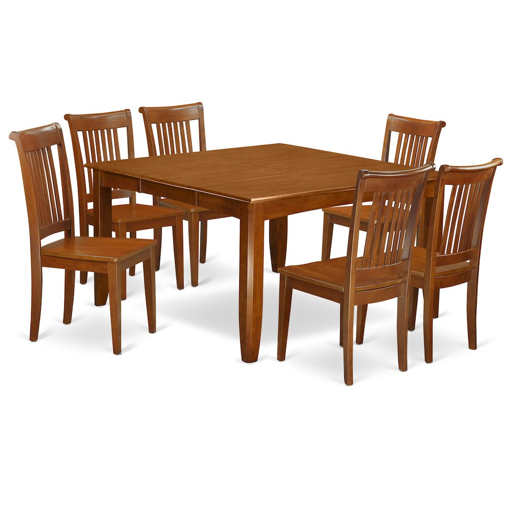 7  Pc  Dining  set-Table  with  Leaf  and  6  Dinette  Chairs