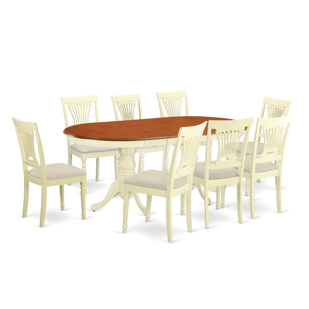 PLAI9-WHI-C 9 Pc Dining room set-Dining Table plus 8 Dining Chairs