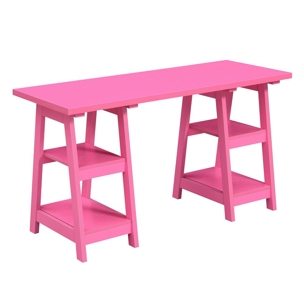 Designs2Go Double Trestle Desk with Shelves