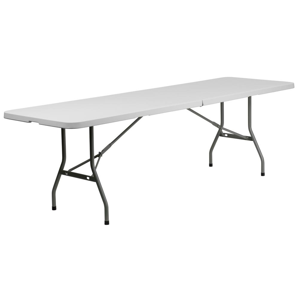 8-Foot Bi-Fold Granite White Plastic Banquet and Event Folding Table