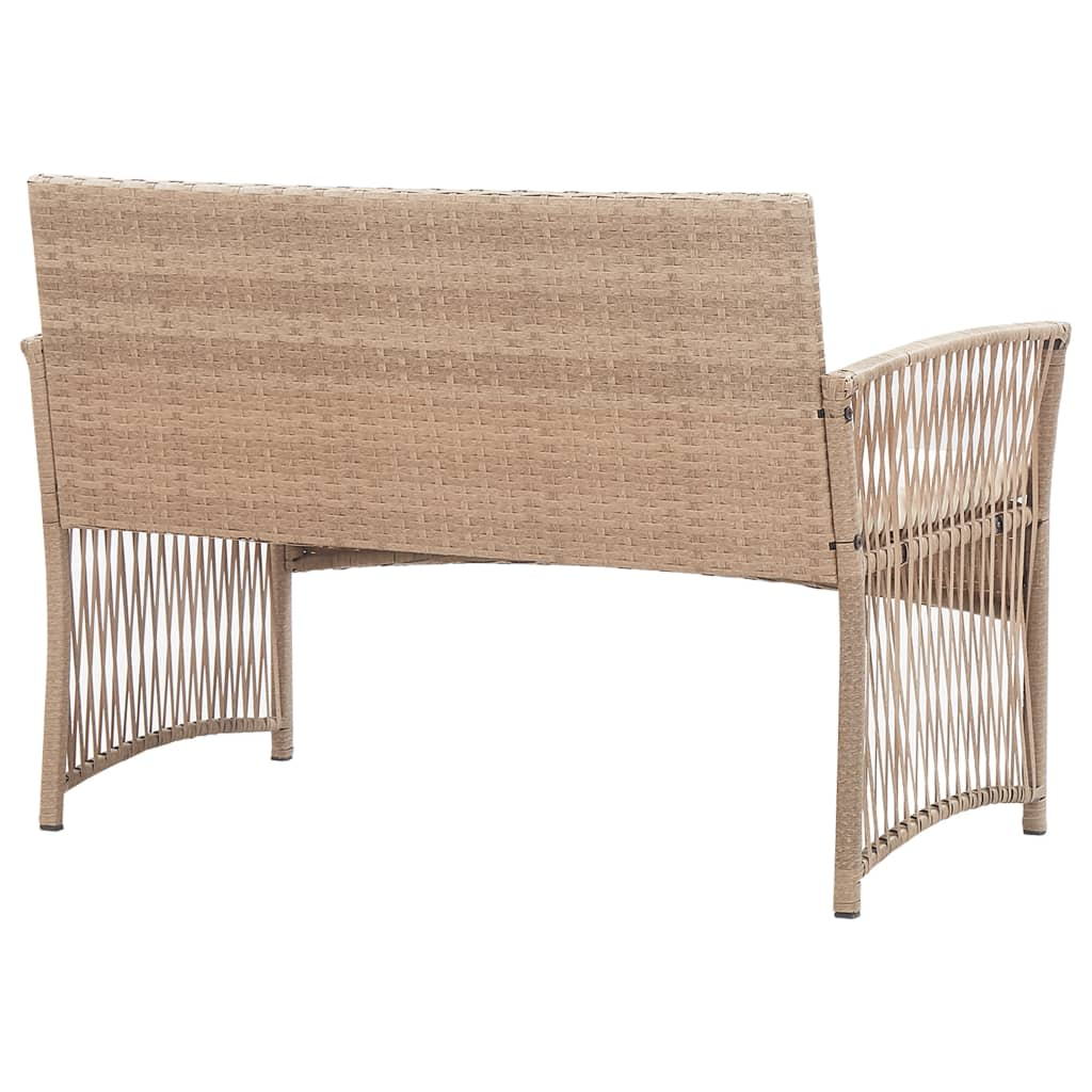 vidaXL 4 Piece Patio Lounge Set with Cushion Poly Rattan Beige