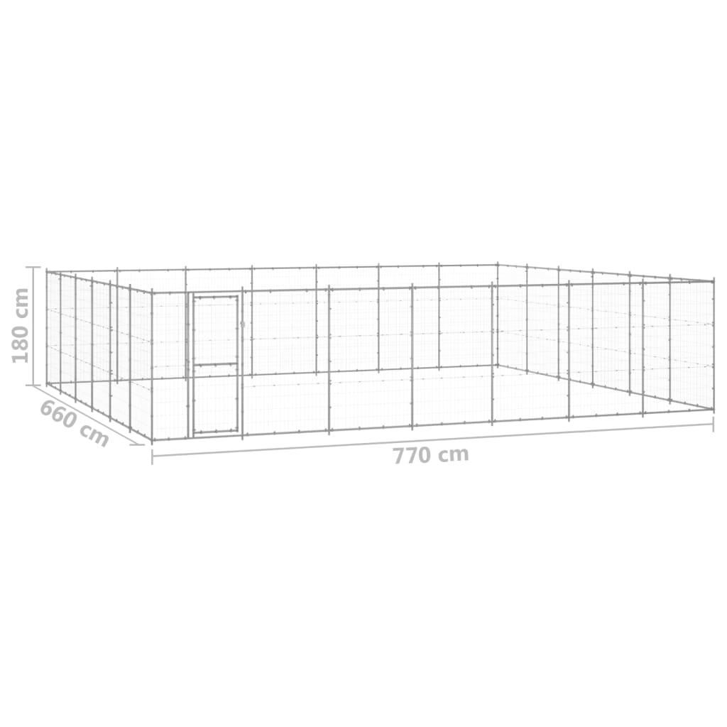 vidaXL Outdoor Dog Kennel Galvanized Steel 547 ft²