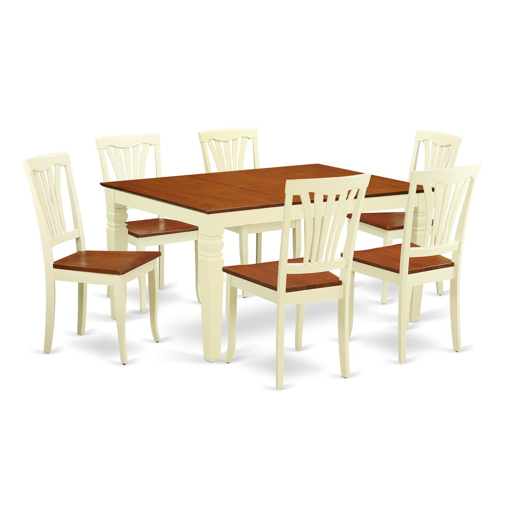 7  Pc  Kitchen  table  set  with  a  Dinning  Table  and  6  Wood  Dining  Chairs  in  Buttermilk  and  Cherry