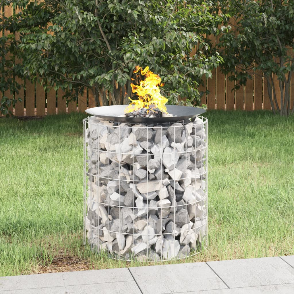 vidaXL Gabion Fire Pit Ø 19.7" Galvanized Iron