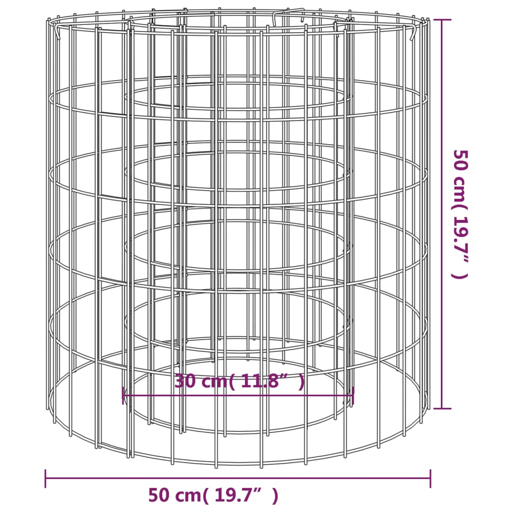 vidaXL Gabion Fire Pit Ø 19.7" Galvanized Iron