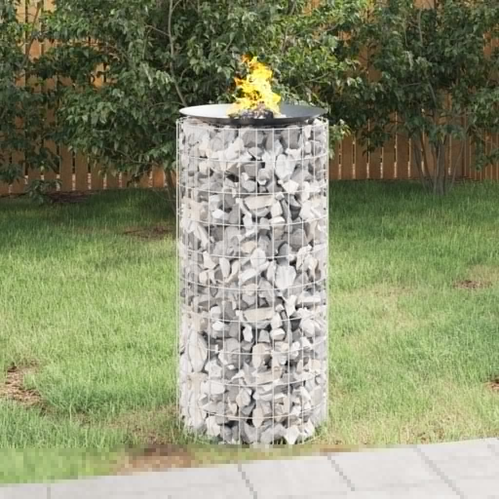 vidaXL Gabion Fire Pit Ø 19.7" Galvanized Iron