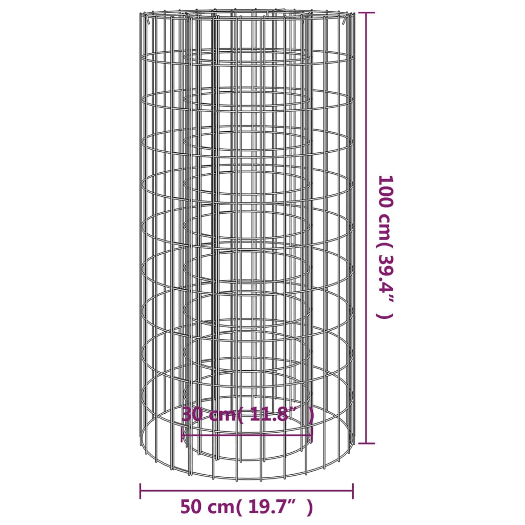 vidaXL Gabion Fire Pit Ø 19.7" Galvanized Iron