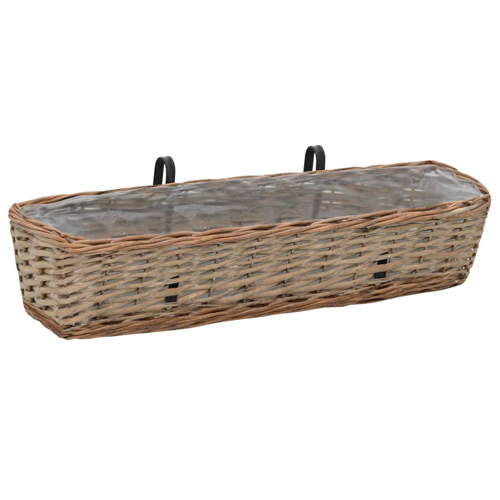 vidaXL Balcony Planter 2 pcs Wicker with PE Lining 31.5"