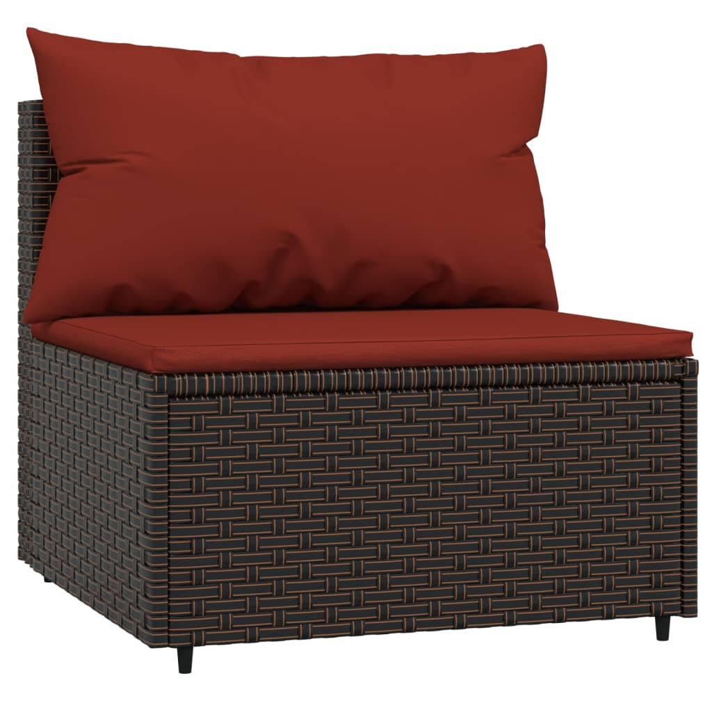 vidaXL 3 Piece Patio Lounge Set with Cushions Brown Poly Rattan