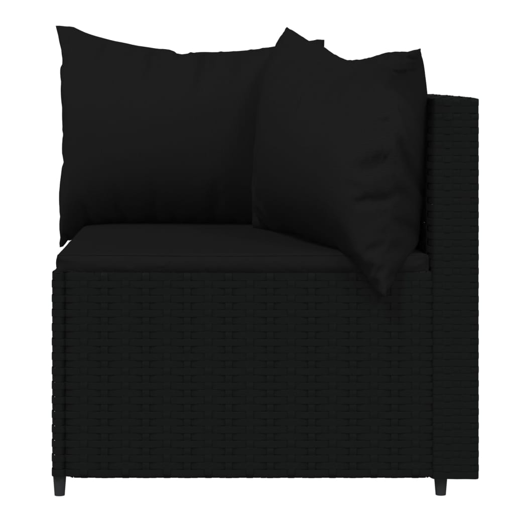 vidaXL 3 Piece Patio Lounge Set with Cushions Black Poly Rattan