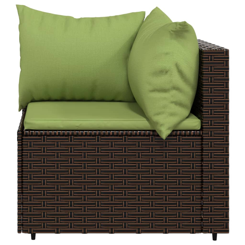 vidaXL 3 Piece Patio Lounge Set with Cushions Brown Poly Rattan