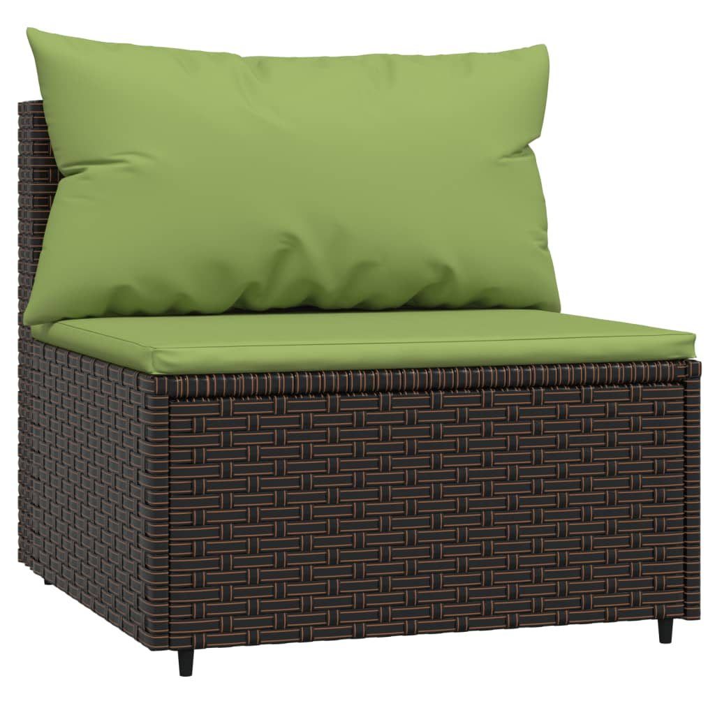 vidaXL 3 Piece Patio Lounge Set with Cushions Brown Poly Rattan