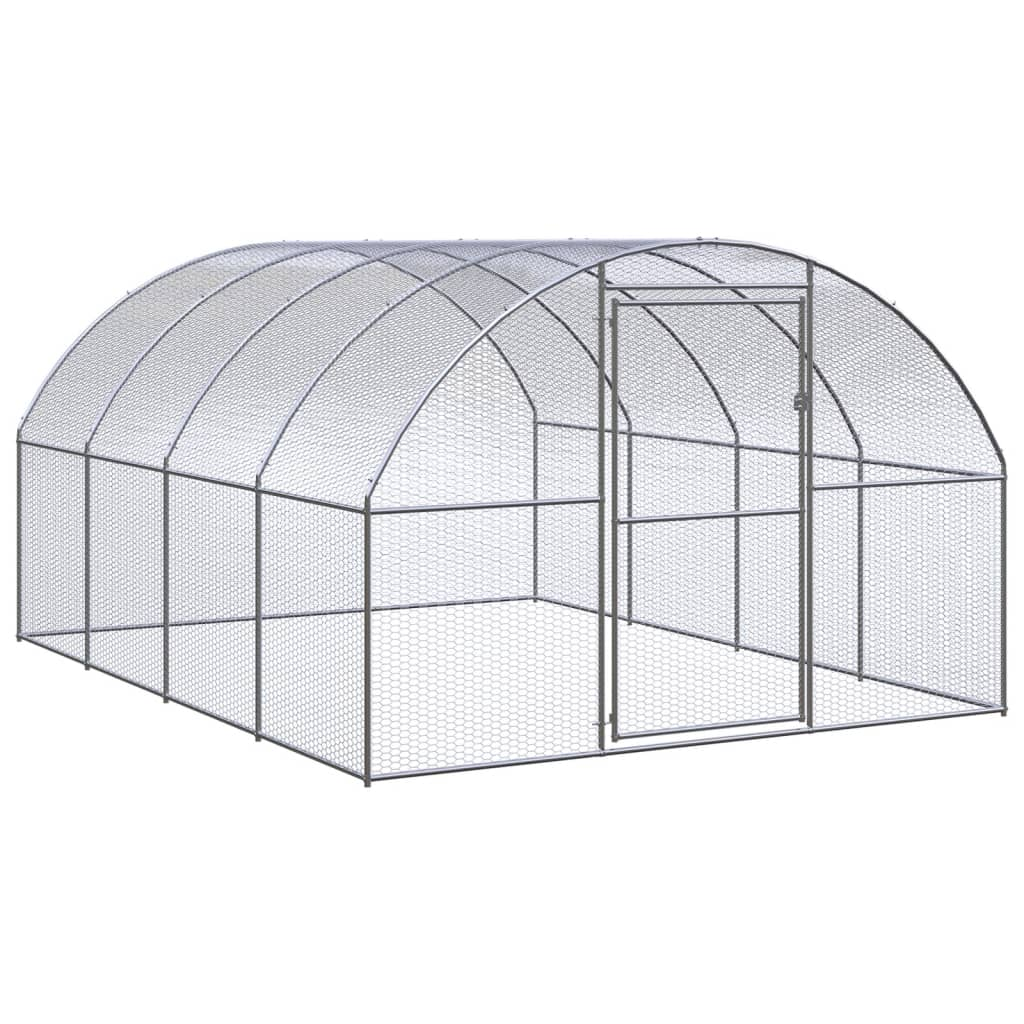 vidaXL Outdoor Chicken Coop 9.8'x13.1'x6.6' Galvanized Steel