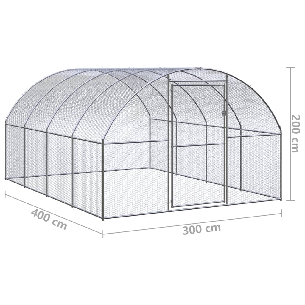 vidaXL Outdoor Chicken Coop 9.8'x13.1'x6.6' Galvanized Steel