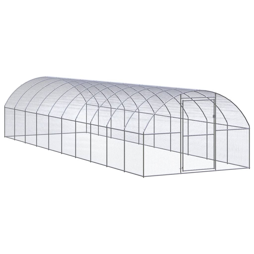 vidaXL Outdoor Chicken Coop 9.8'x32.8'x6.6' Galvanized Steel