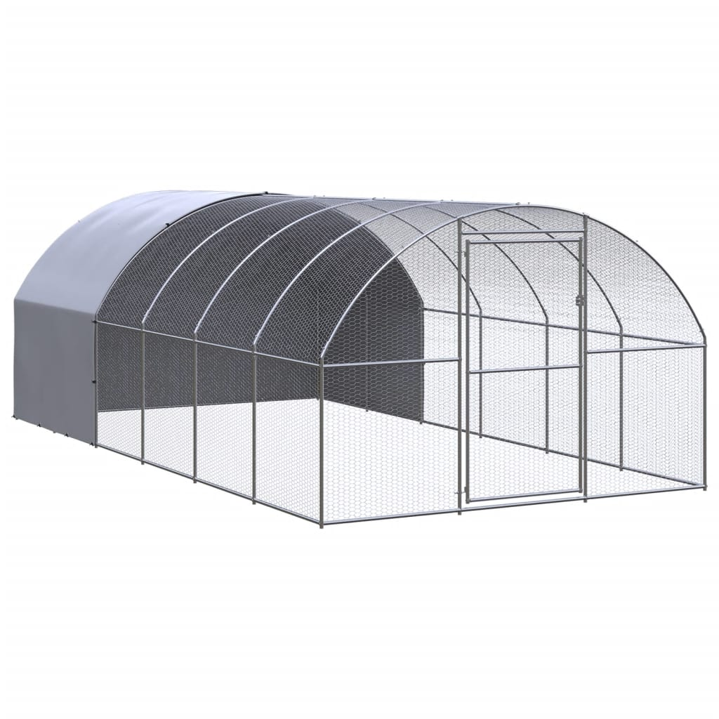 vidaXL Outdoor Chicken Coop 9.8'x19.7'x6.6' Galvanized Steel