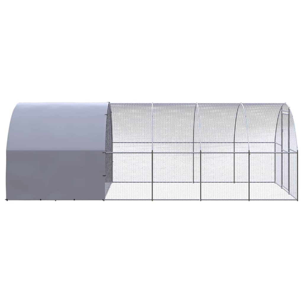 vidaXL Outdoor Chicken Coop 9.8'x19.7'x6.6' Galvanized Steel