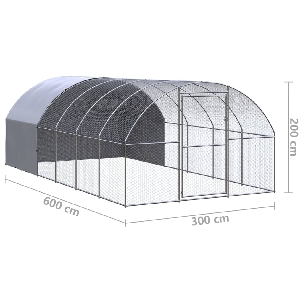 vidaXL Outdoor Chicken Coop 9.8'x19.7'x6.6' Galvanized Steel