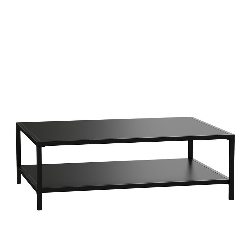 2 Tier Patio Coffee Table Black Coffee Table, Porch, or Poolside-Steel Leg Frame