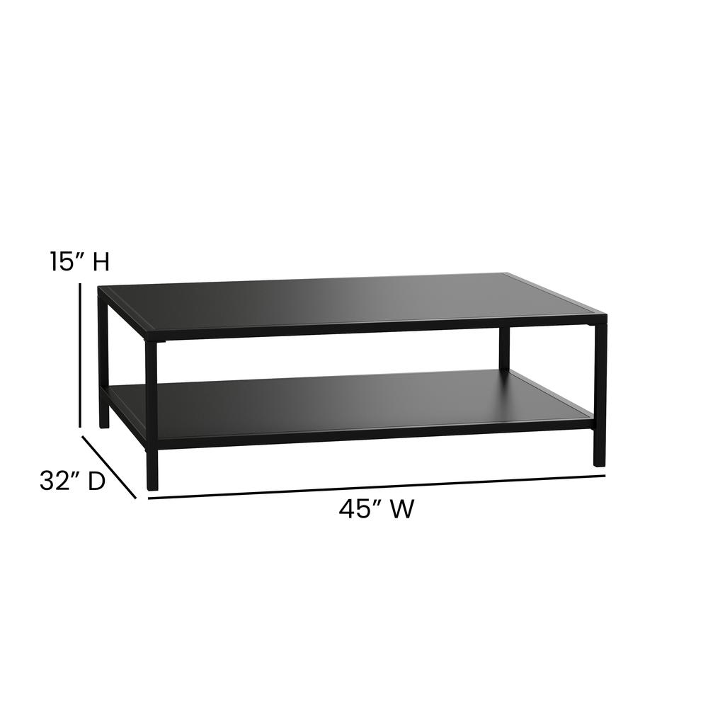 2 Tier Patio Coffee Table Black Coffee Table, Porch, or Poolside-Steel Leg Frame