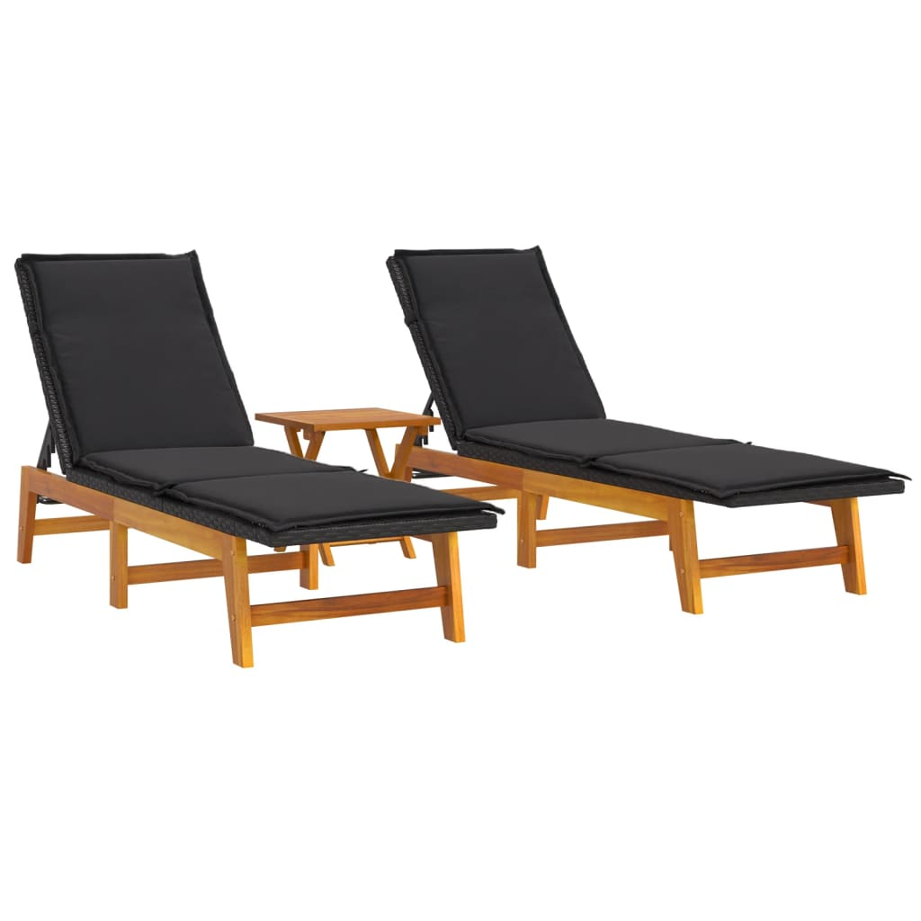 vidaXL 3 Piece Patio Lounge Set Poly Rattan&Solid Wood Acacia