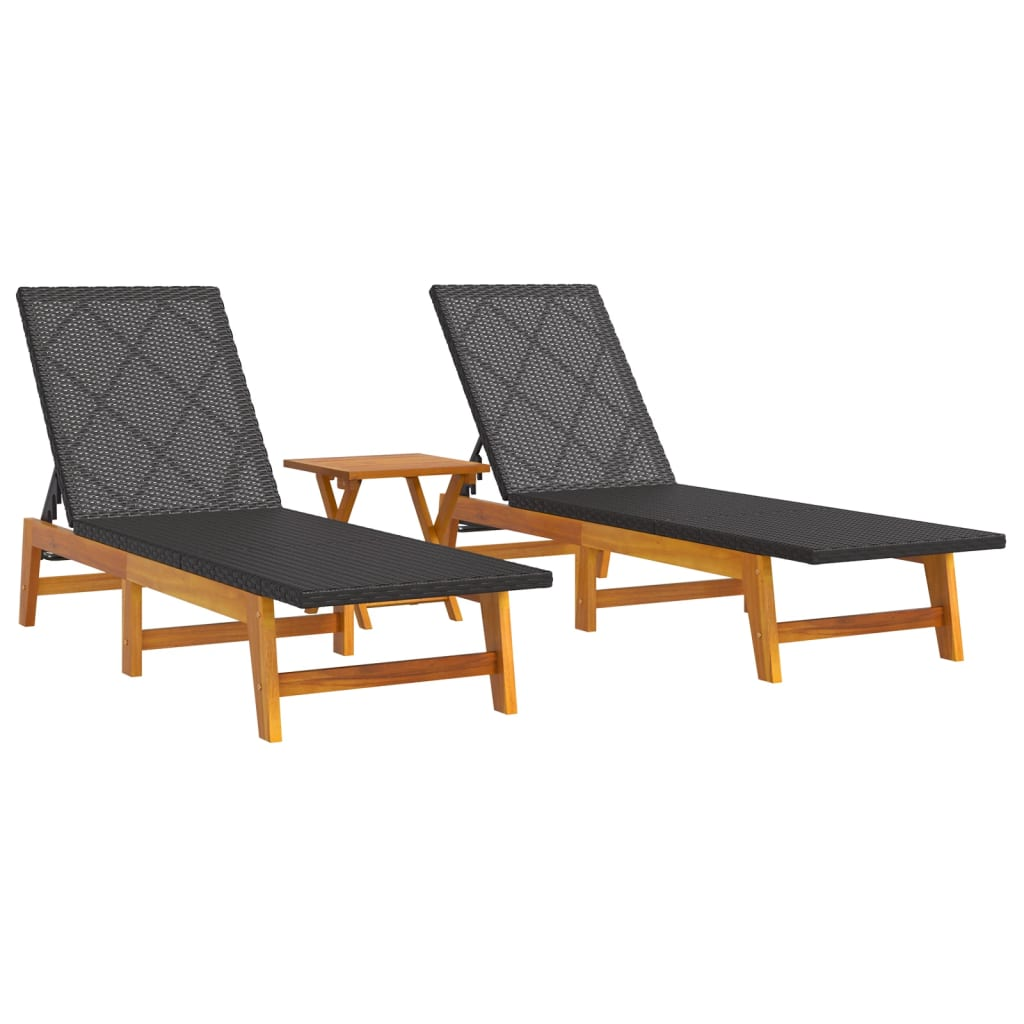 vidaXL 3 Piece Patio Lounge Set Poly Rattan&Solid Wood Acacia