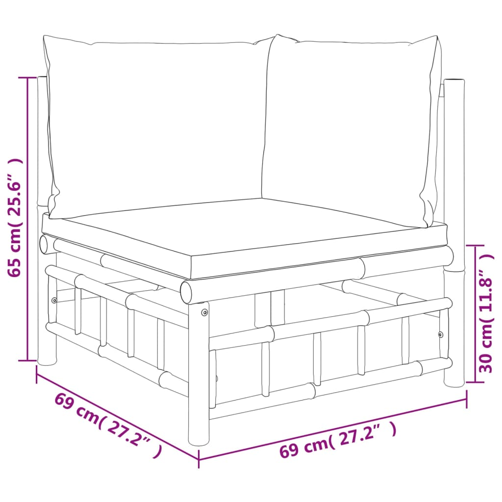 vidaXL 4 Piece Patio Lounge Set with Dark Gray Cushions Bamboo