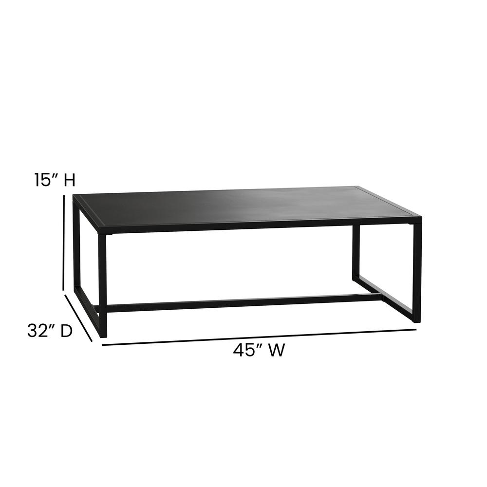 Patio Coffee Table Black Coffee Table, Porch, or Poolside - Steel Leg Frame