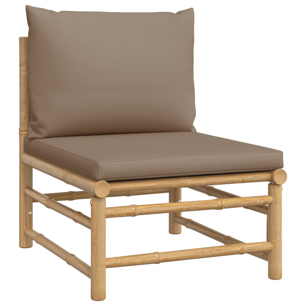 vidaXL 3 Piece Patio Lounge Set with Taupe Cushions Bamboo