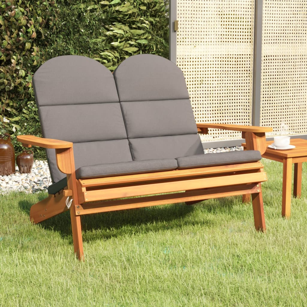 vidaXL Adirondack Patio Bench with Cushions 49.6" Solid Wood Acacia