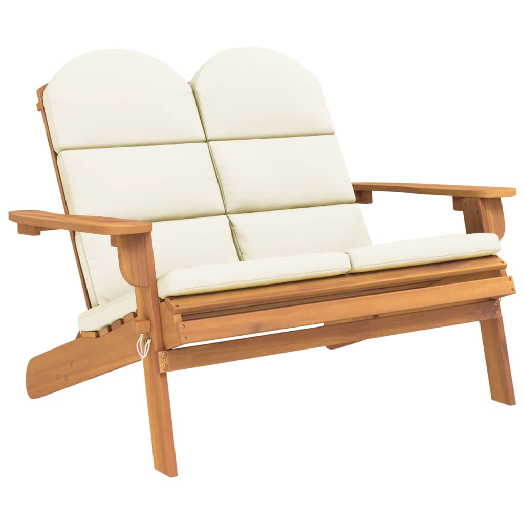 vidaXL Adirondack Patio Bench with Cushions 49.6" Solid Wood Acacia