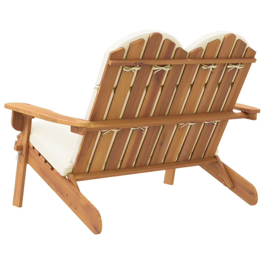 vidaXL Adirondack Patio Bench with Cushions 49.6" Solid Wood Acacia