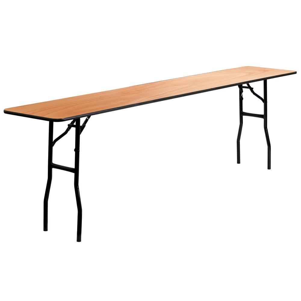 8-Foot Wood Folding Table with Smooth Clear Coated Finished Top