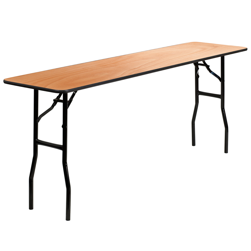 6-Foot Wood Folding Table with Smooth Clear Coated Finished Top