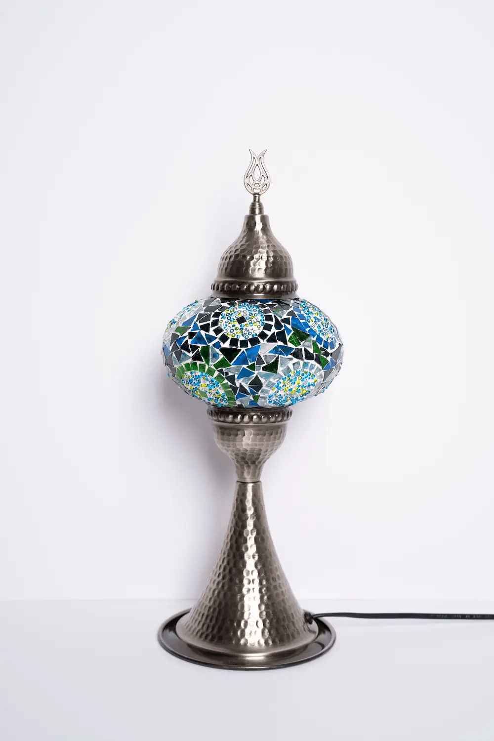 Elite Turkish Mosaic Glass Decorative Table Lamps - Turquoise Separated Circles - Unique Custom Moroccan Lamp Shades