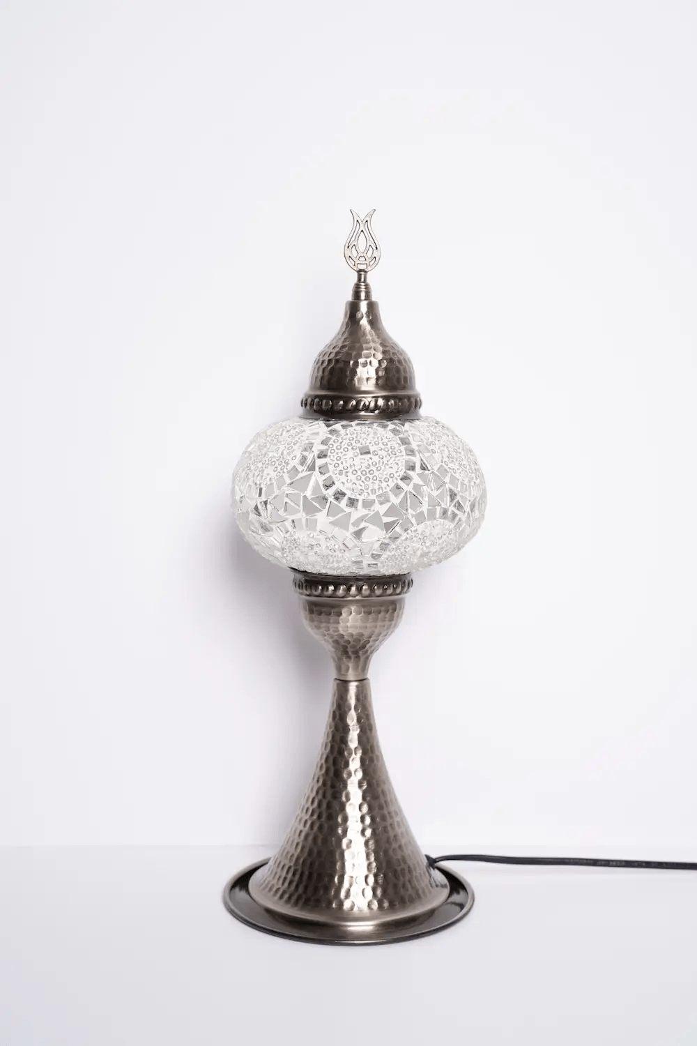 Elite Turkish Mosaic Glass Decorative Table Lamps - White Separated Circles - Unique Custom Moroccan Lamp Shades