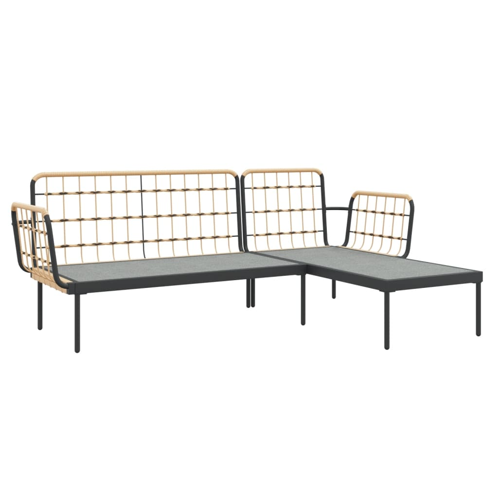 vidaXL 3 Piece Patio Lounge Set with Dark Gray Cushions Poly Rattan