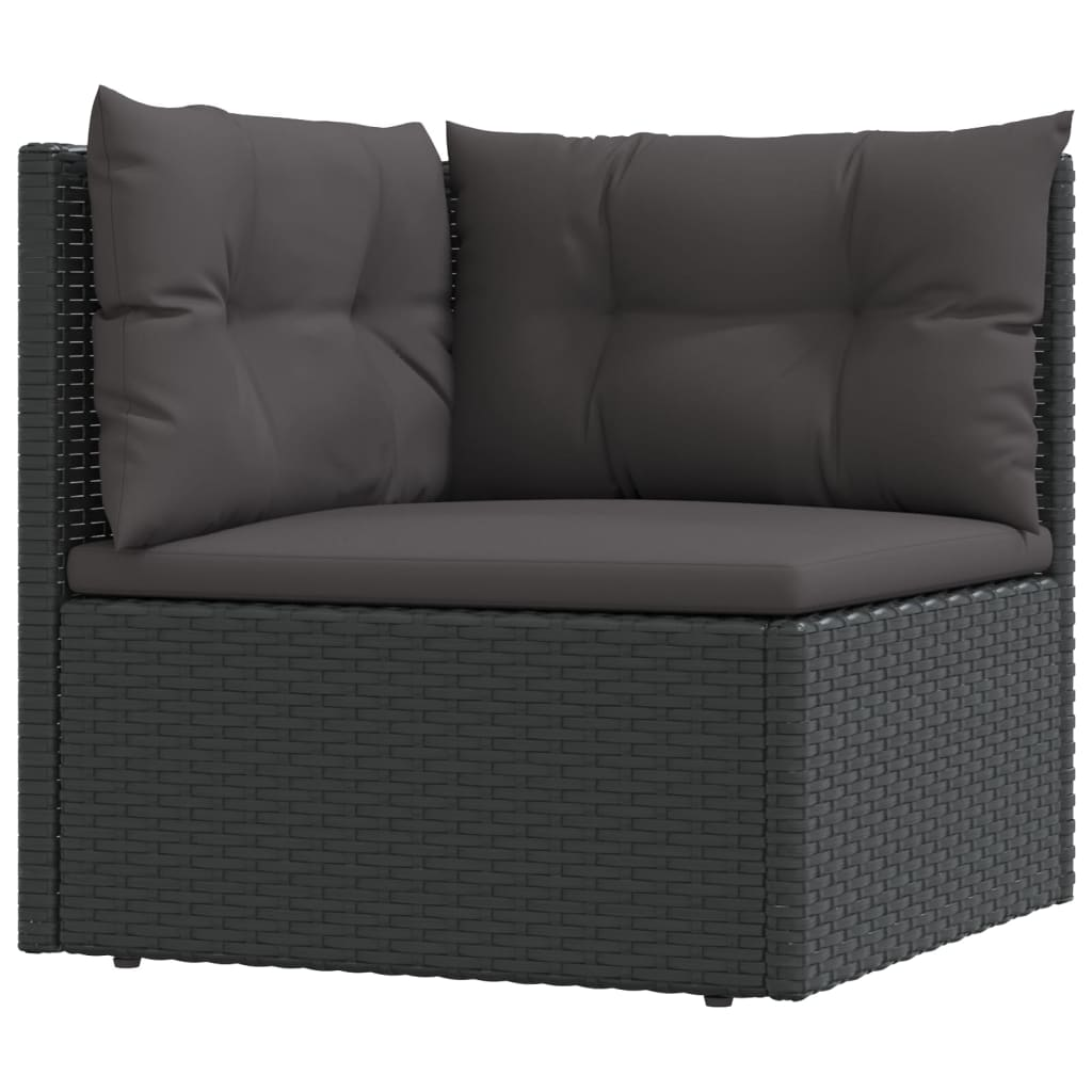 vidaXL 4 Piece Patio Lounge Set with Cushions Black Poly Rattan