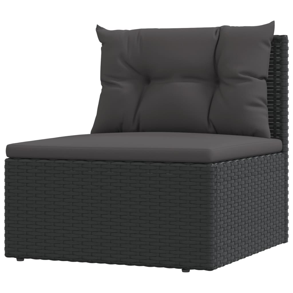 vidaXL 4 Piece Patio Lounge Set with Cushions Black Poly Rattan