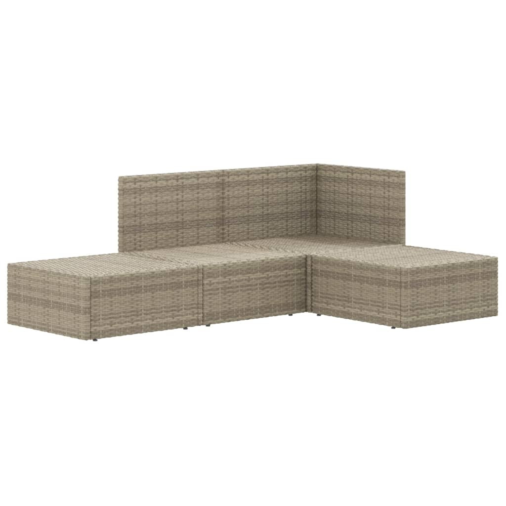 vidaXL 4 Piece Patio Lounge Set with Cushions Gray Poly Rattan