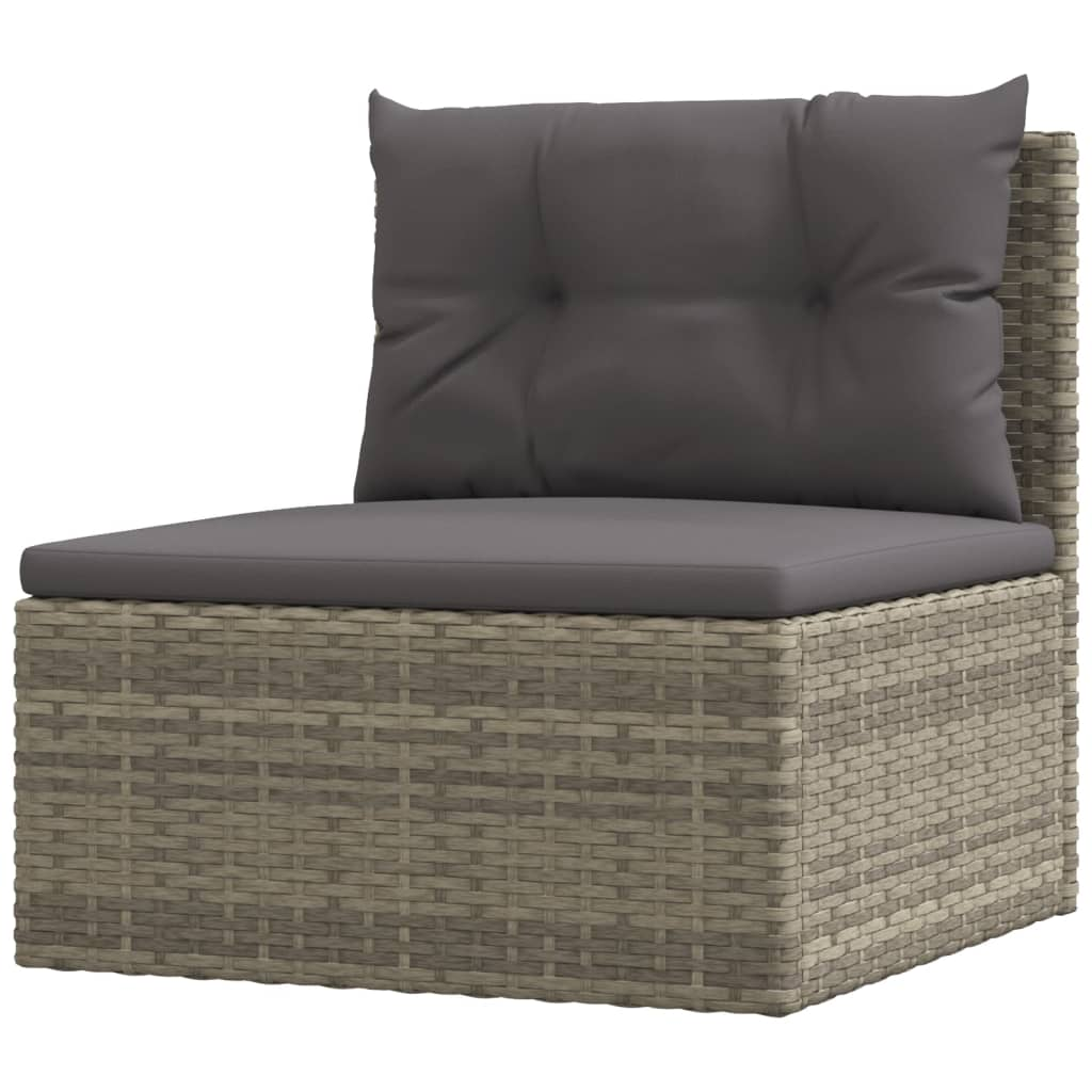 vidaXL 4 Piece Patio Lounge Set with Cushions Gray Poly Rattan