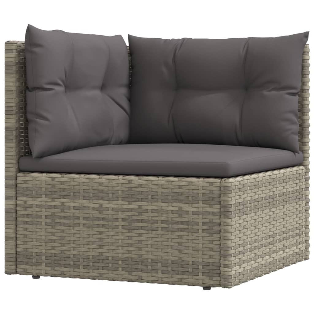 vidaXL 4 Piece Patio Lounge Set with Cushions Gray Poly Rattan