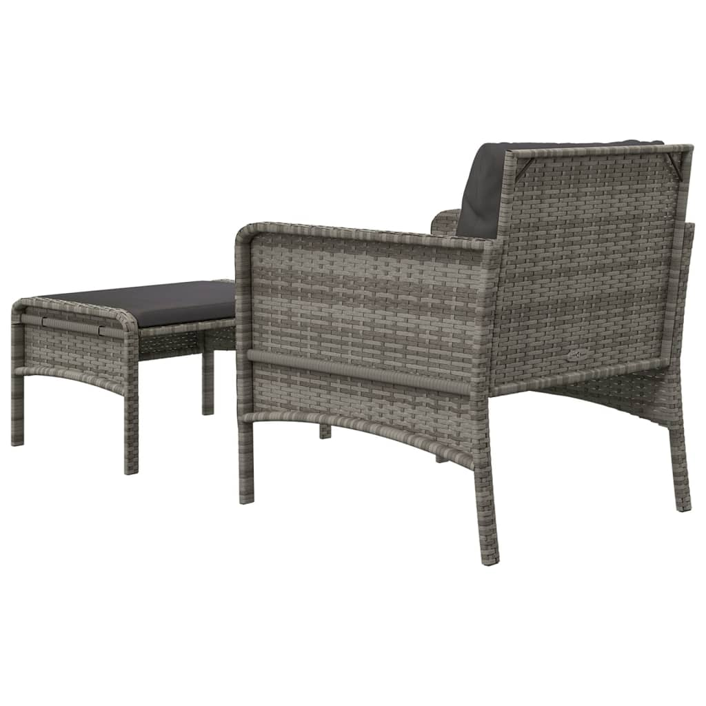 vidaXL 2 Piece Patio Lounge Set with Cushions Gray Poly Rattan