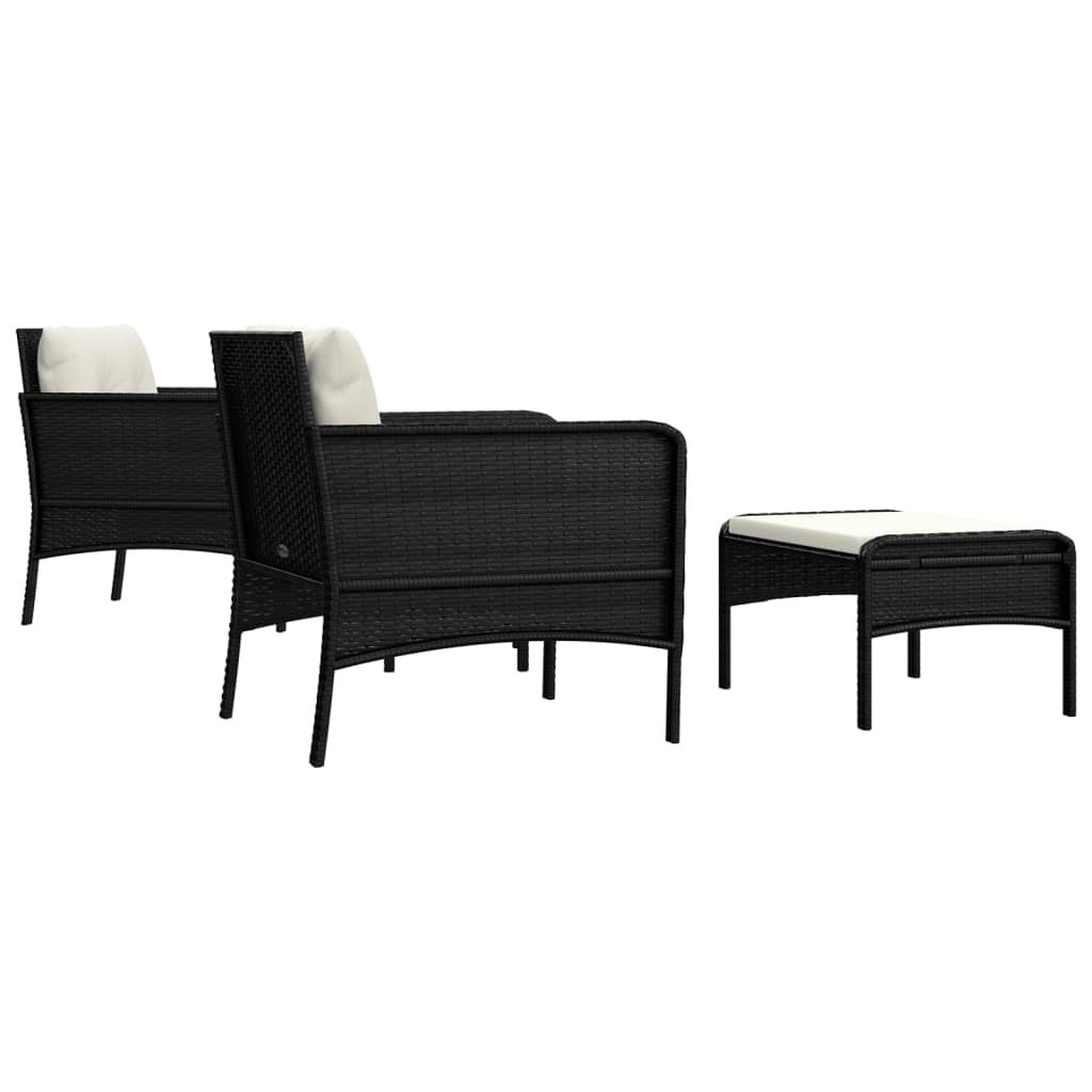 vidaXL 5 Piece Patio Lounge Set with Cushions Black Poly Rattan