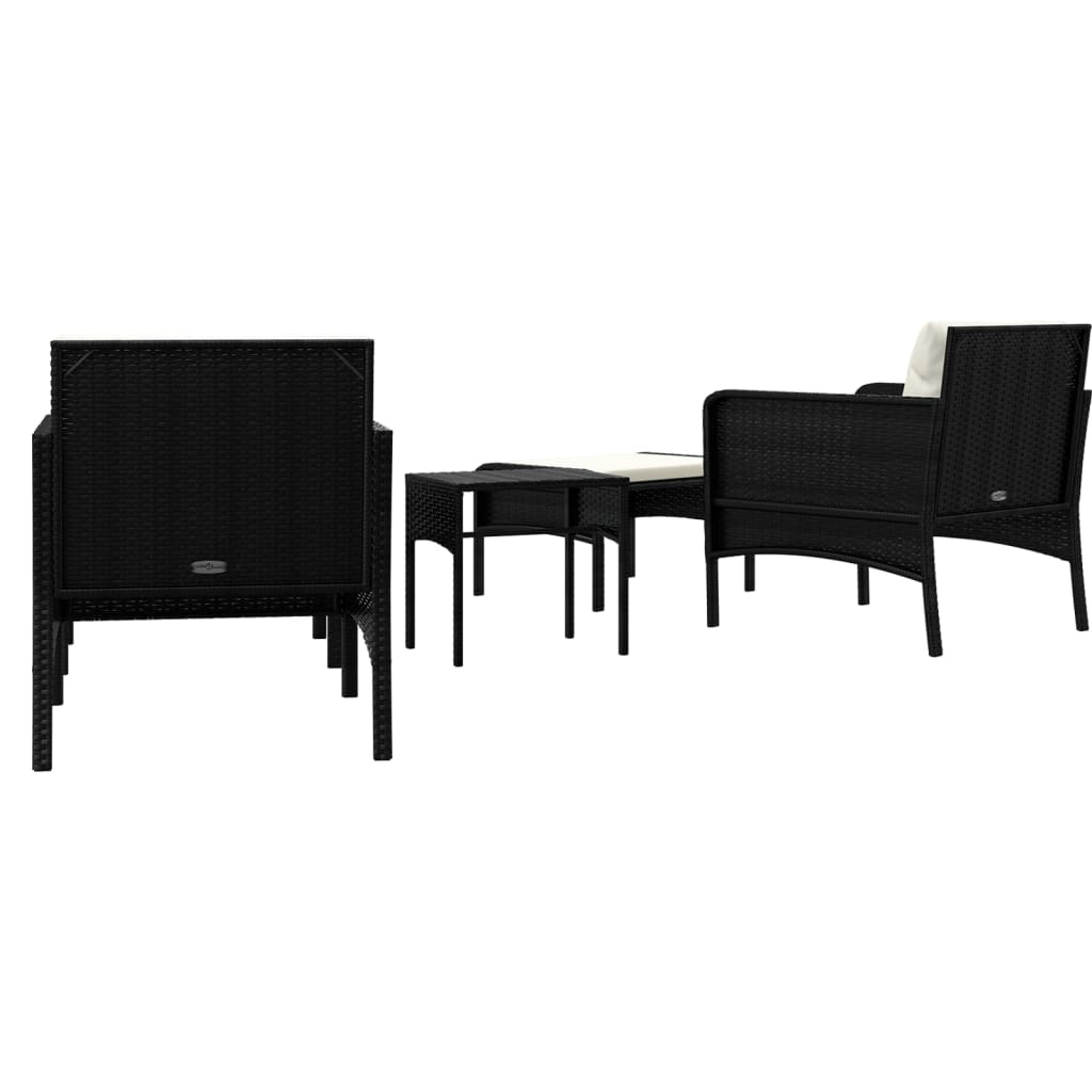 vidaXL 5 Piece Patio Lounge Set with Cushions Black Poly Rattan