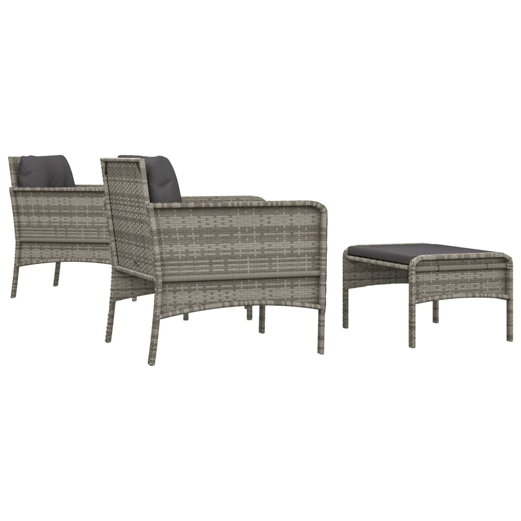 vidaXL 5 Piece Patio Lounge Set with Cushions Gray Poly Rattan