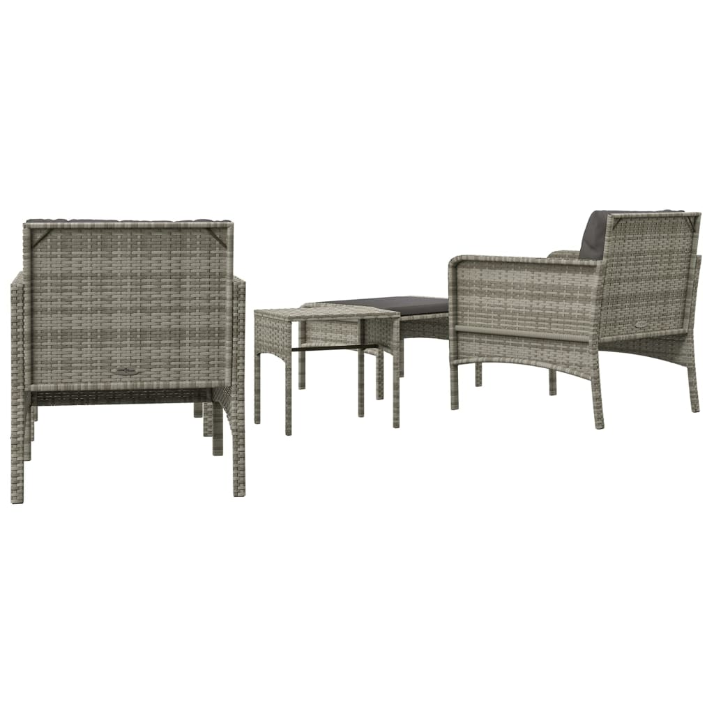 vidaXL 5 Piece Patio Lounge Set with Cushions Gray Poly Rattan